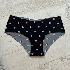 Victoria's Secret Black and Pink Polka Dot Cheeky Panties Size Small